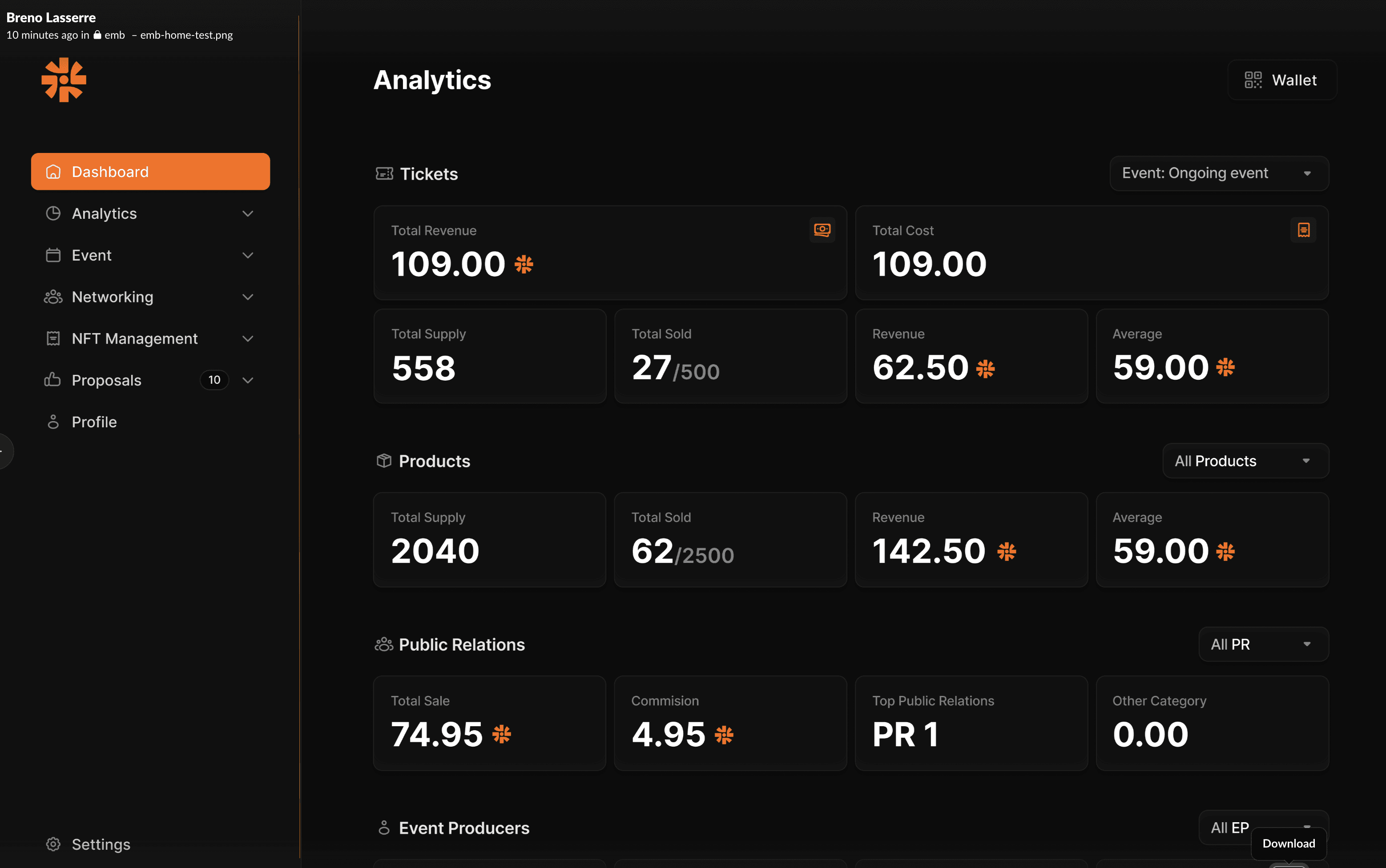 Plataforma EMB Web3 de ticketing con blockchain y moneda estable equivalente a $1 USD