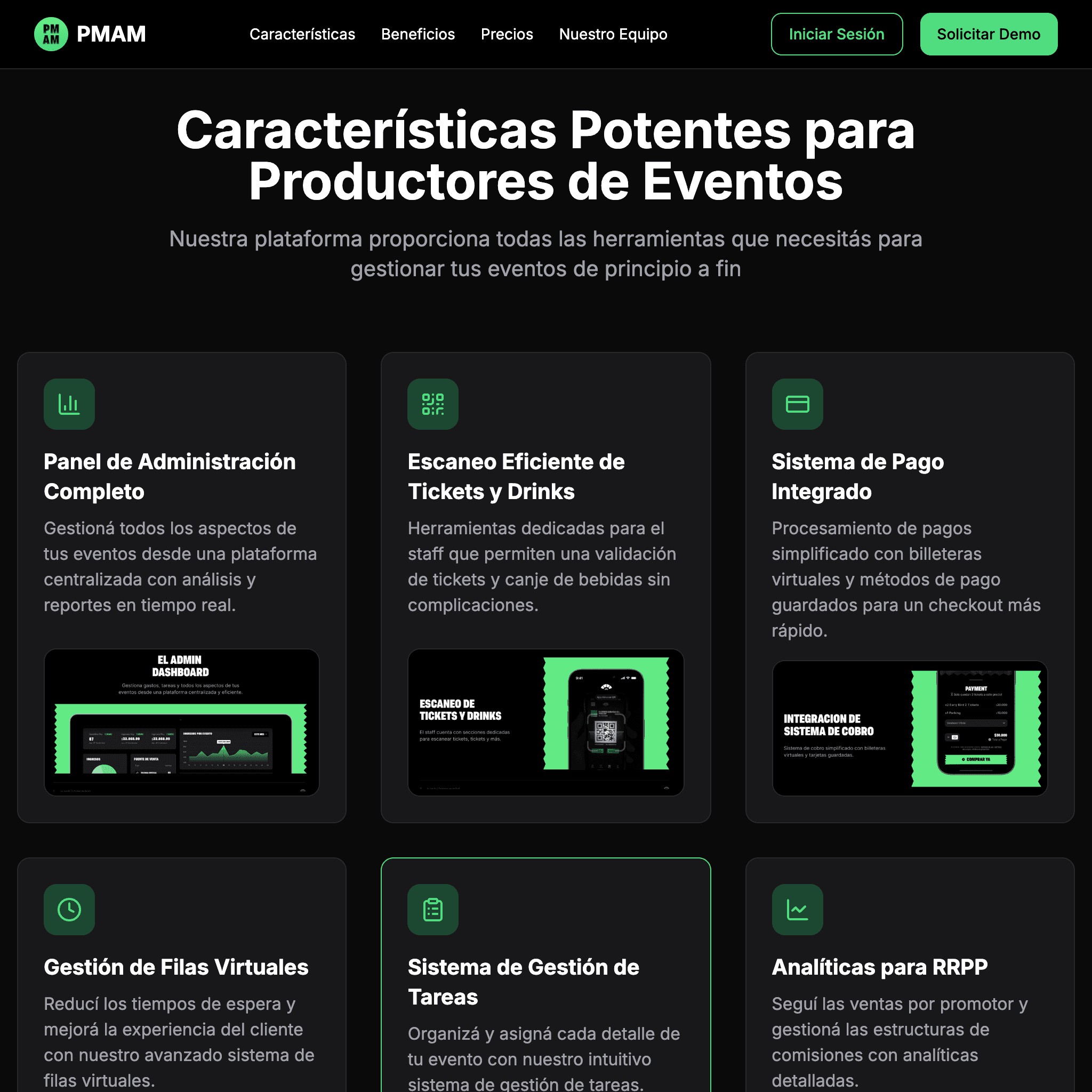 Sistema de ticketing PMAM con dashboard web para productores, app móvil para compradores y app de staff