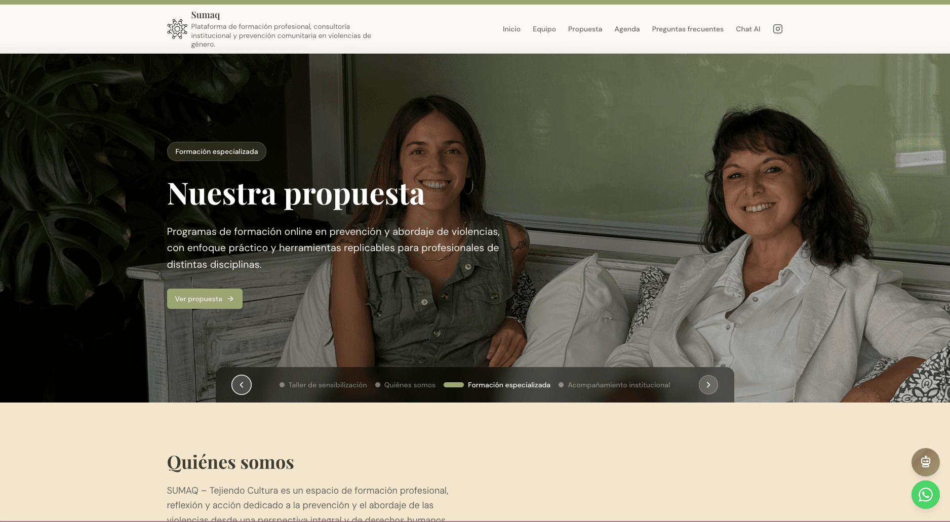 Plataforma Sumaq de formación en prevención de violencia de género con chat inteligente SumAI